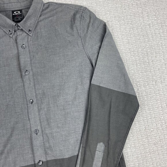 Oakley Shirt Gray Color Block Button down Long Sleeve Men Sz M Slim Fit - Picture 4 of 16